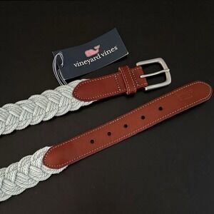 NEW Vineyard Vines Mens 34 Granite Distressed Braided Rope Belt
